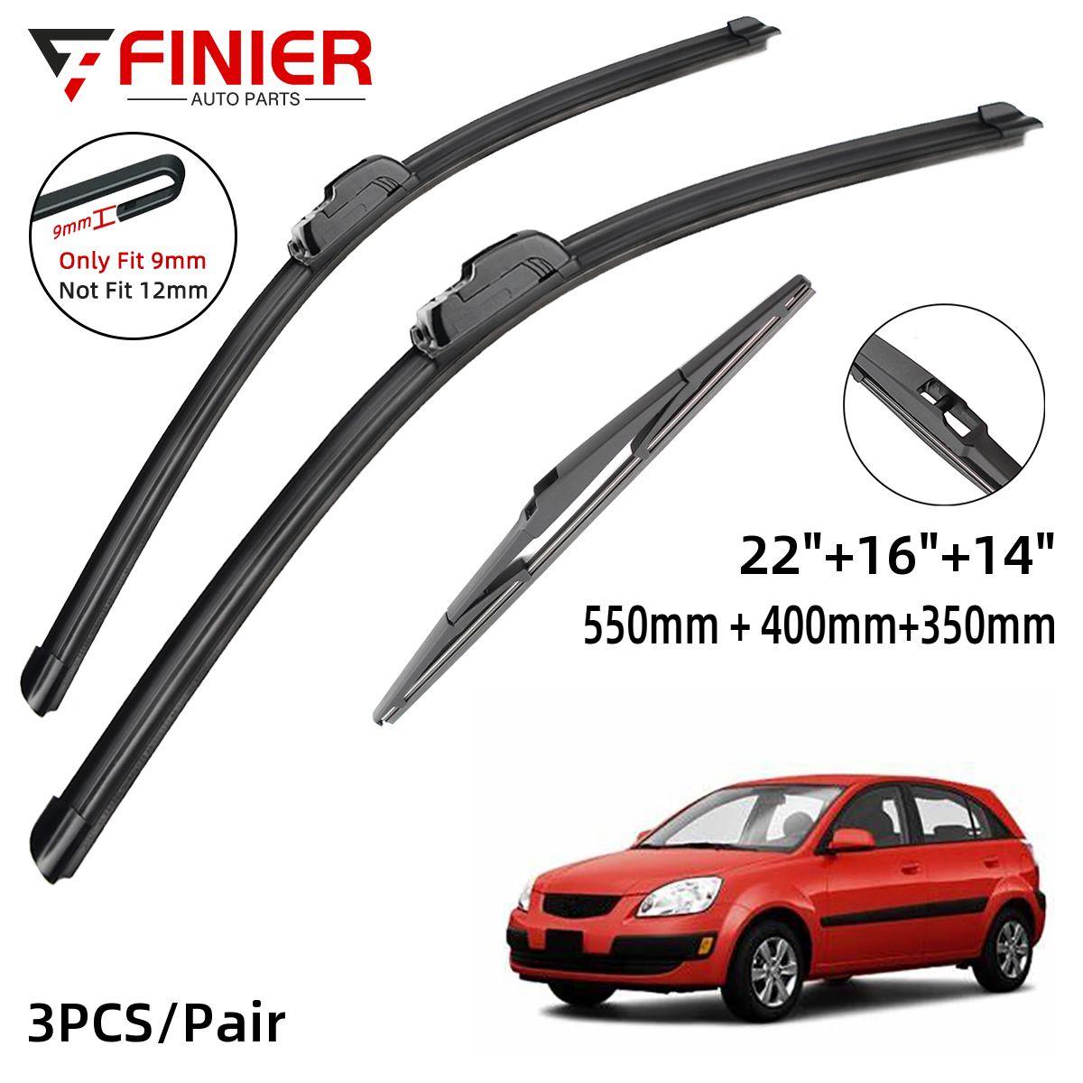 

3 шт. щетки стеклоочистителя для KIA Rio 2 JB 2005-2011 22 16 14 подходят для переднего лобового стекла, щетки для окон, резак, аксессуары 2007 2008 2009 2010 2011