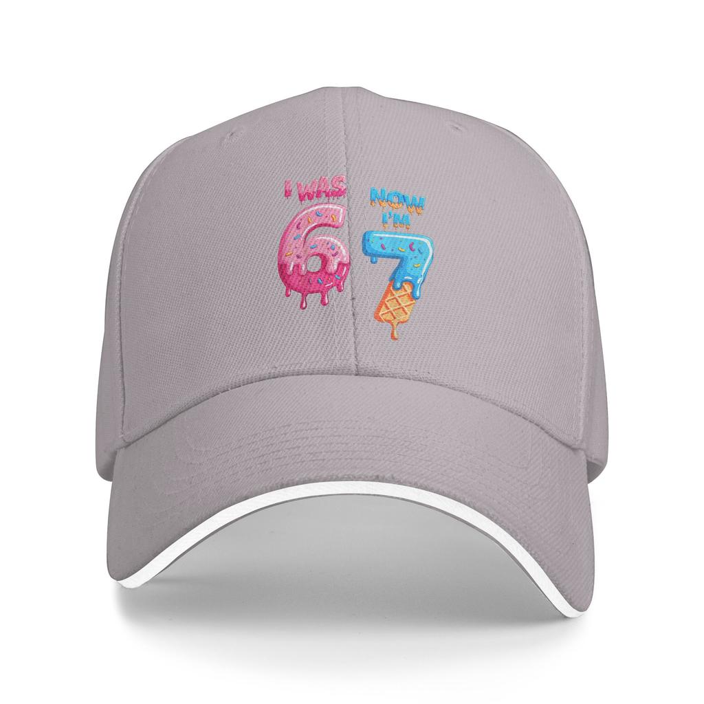 Funny 7 Year Old Birthday I Was 6 Now I'm 7 6 7 Baseball Cap Unisex Men Design Trucker Hat Summer Stylish Sun-Proof Snapback Cap