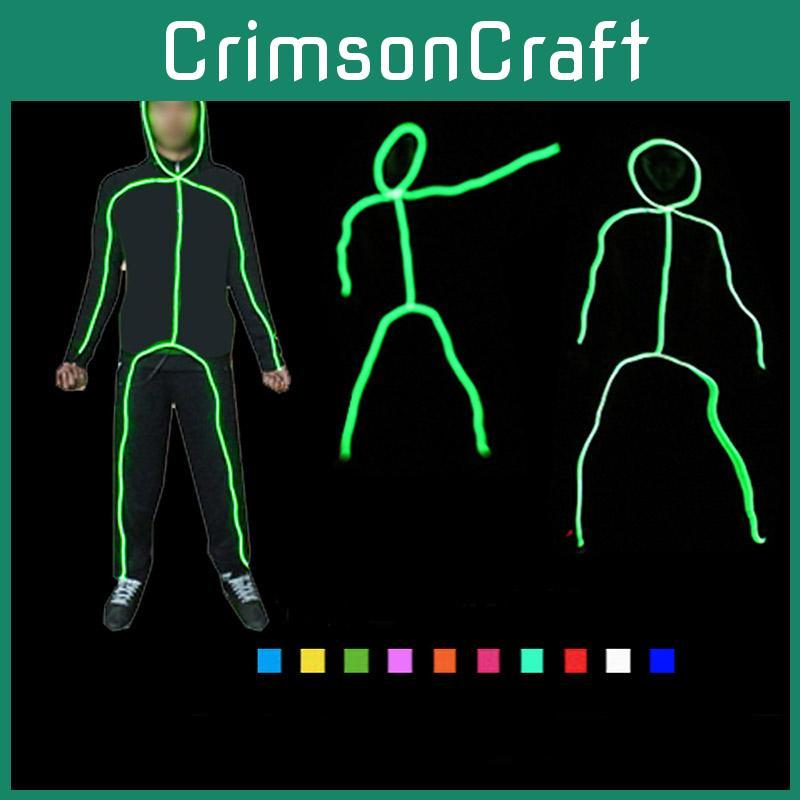 Energy Saving El Wire Costume Illuminated Strips For Stickman Figures At Parties And Camping