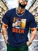Fun Beer Lover Unisexs White Short Sleeve Tshirt Vintage Hand Grab Beer Glass Good Beer Text Print Breathable Daily Cotton Tops