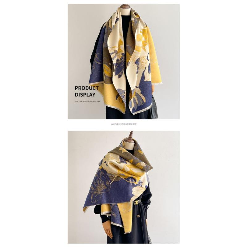 Women S Jacquard Faux Cashmere Scarf Winter Warm Thick Versatile Shawl