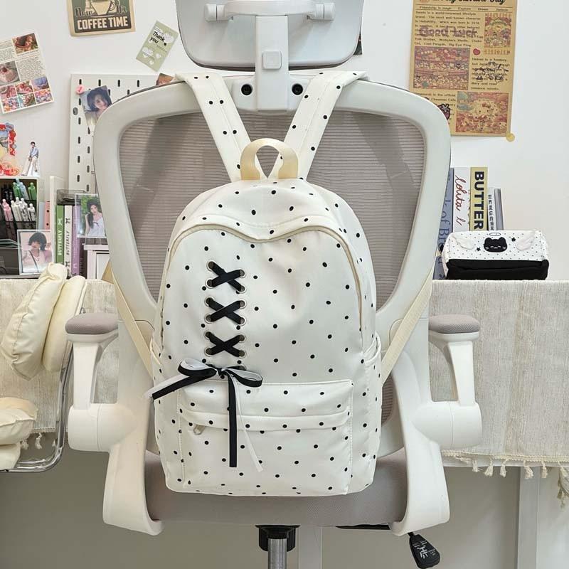 Schoolbag new middle and high school high-value schoolbag fashion trend polka dot large-capacity backpack casual versatile backpack