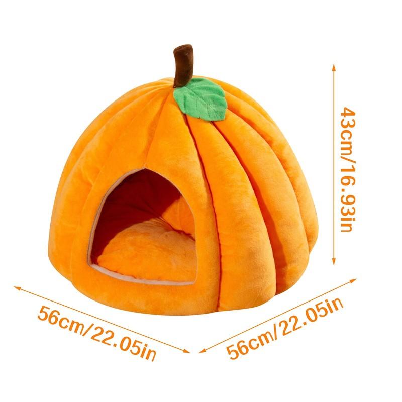 Kreatives Kürbis-Haustierhaus Herbst und Winter Katze und Hund Halboffenes Haustierbett Warmes und Dickes Katzen- und Hundebett Haustierbedarf