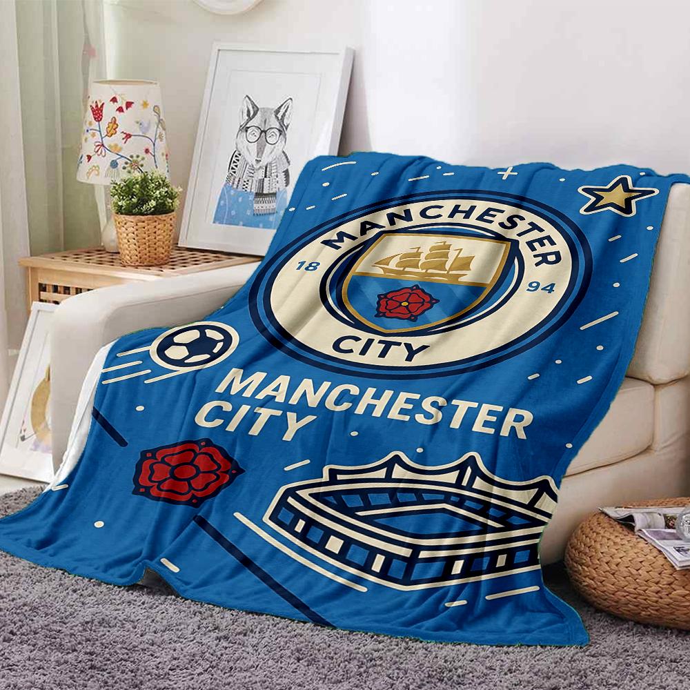 Manchester City Wappen Decken Flanell Bedruckt Atmungsaktiv Warm Überwurf für Zuhause Büro Bettwäsche 0708a21