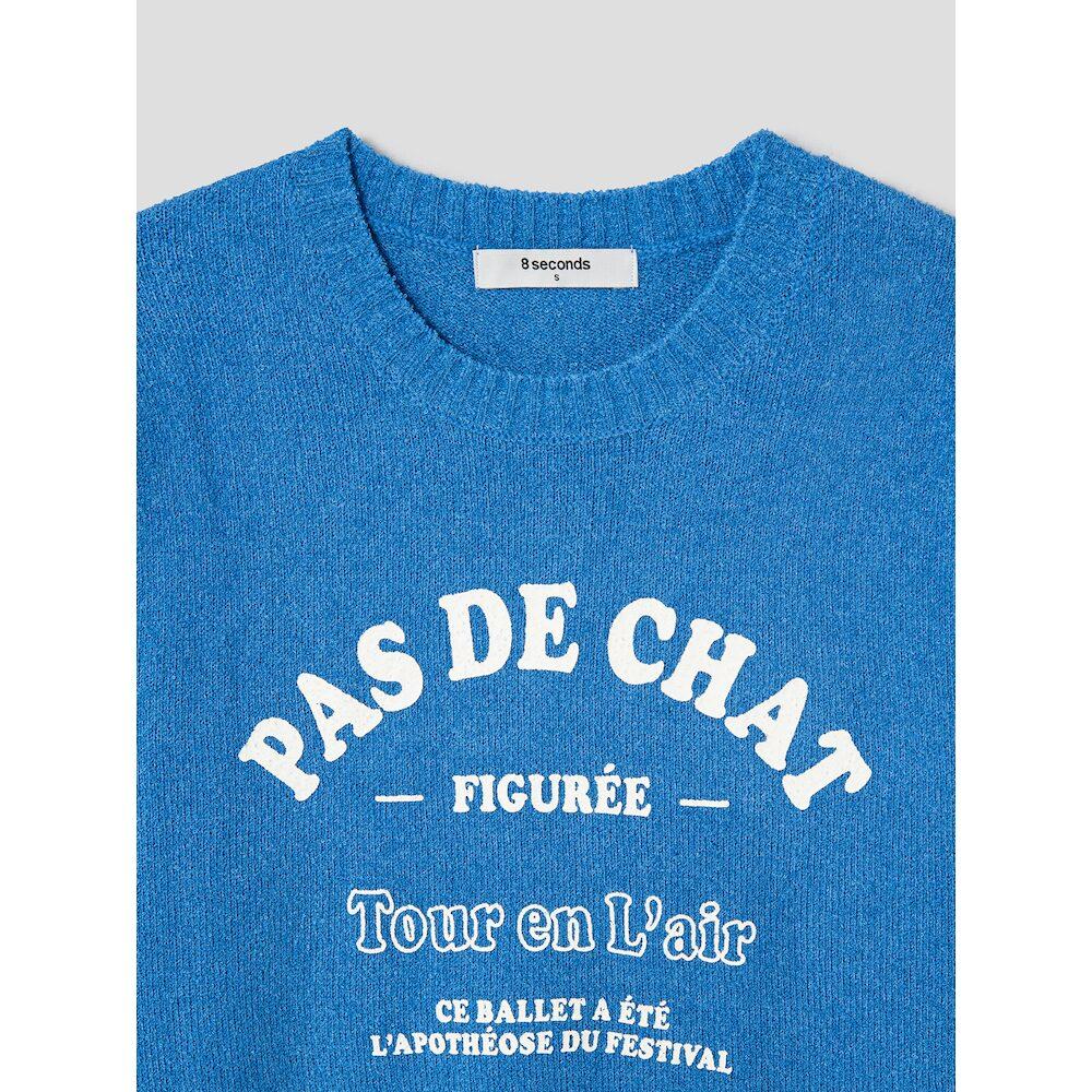 8SECONDS Lettering Round Neck Short Sleeve Pullover Blue (324751Ly8P)