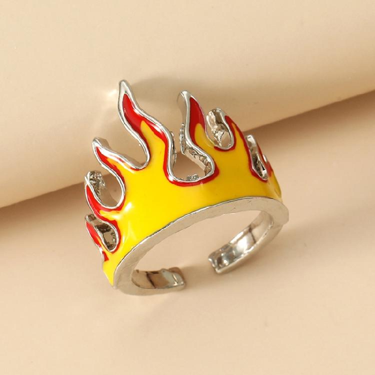 Goth Flame Opening Rings for Women Metal Charms Vintage Punk Friendship Rings