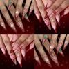 Elegant French Tip Glitters Press On Nail 48PCS Set Long Coffin Shape Snowman Christmas Theme Artificial Nail For Gift