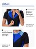 2026 Women's Short Sleeve Color Block Zipper Surfing Swimsuit - European & American Slimming Wetsuit