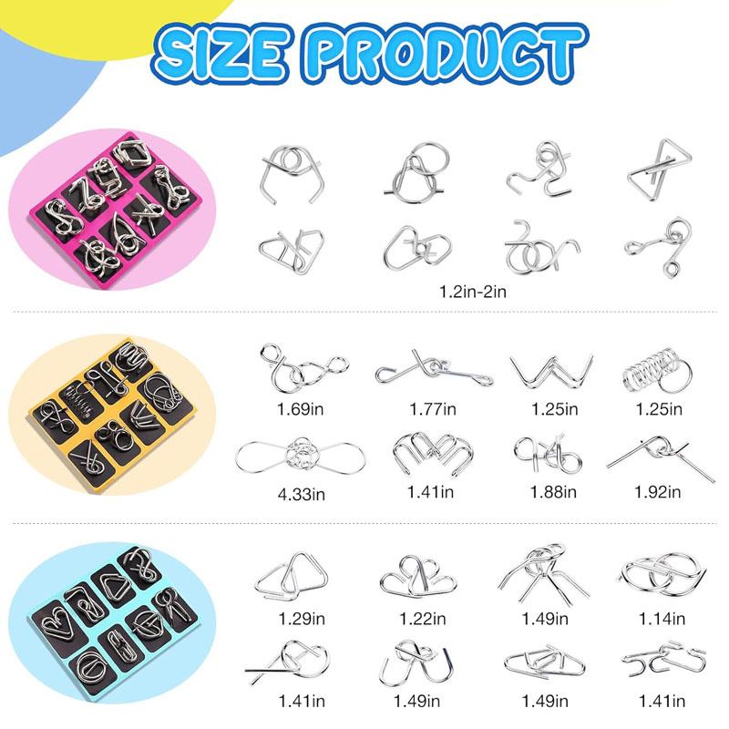 Metal Puzzle Mind Brain Teaser Magic Wire Rings Puzzles Game Disentanglement Iron Link Unlock IQ Test For Kids Educational Toys