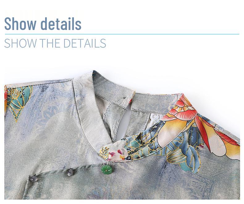 Summer Fashion Cheongsam Dress for Middle-Aged and Elderly Women
