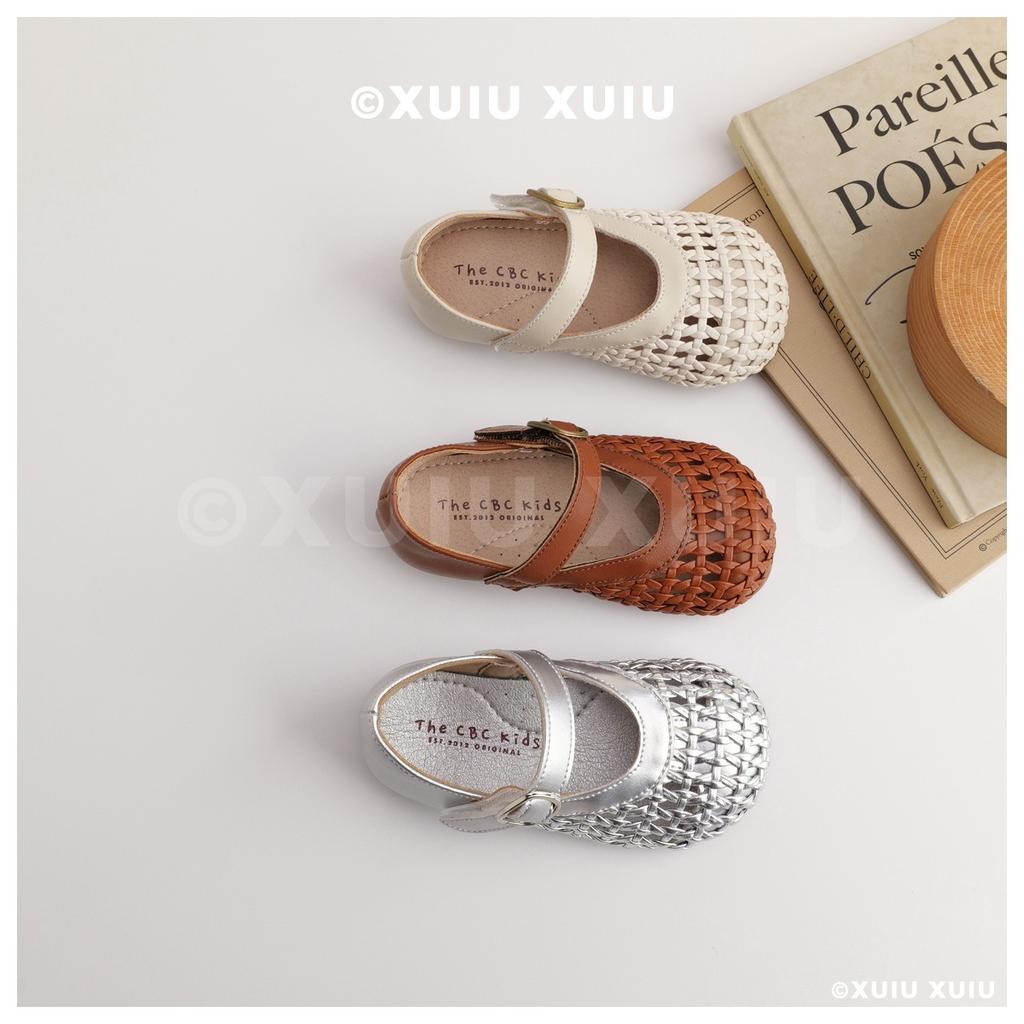 XSHX "Retro-Geflecht" Mädchen Mary Jane Sandalen mit Aussparungen Flacher Einstieg Frühling und Sommer Atmungsaktiv Baotou [Wenzhou Schuhe]