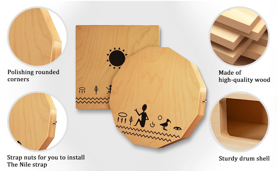 TODO Nile Travel Cajon Box Handcrafted Compact and Portable Birch Wood Percussion Box with Adjustable Strap and Carrying Bag Suitable for All Ages