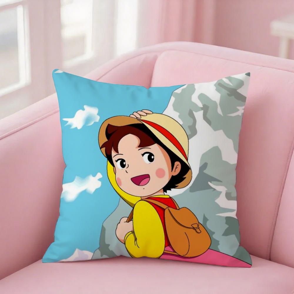 Heidi Peter E Nonno Alpi Capra Montagna Federa Quadrata Stampa Double-Sided Corto Peluche Cuscino Divano Copricuscino Camera da Letto