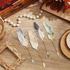 Vintage Feather Bronze Metal Bookmark with Chain Pendant - Perfect for Book Lovers and Writers