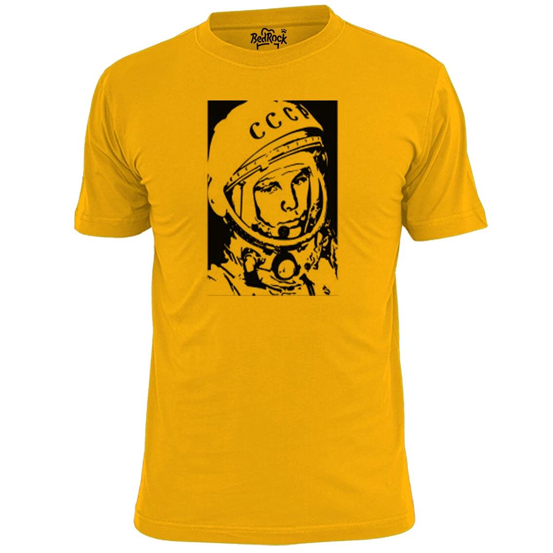 Mens Yuri Gagarin Russian T shirt Cosmonaut Spaceman Pilot L