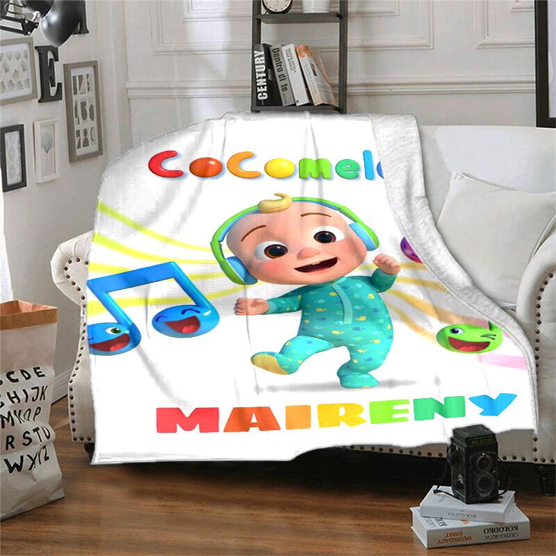Cocomelon Flannel Blanket Soft Warm All-Season Throw, Design for Camping, Car Travel, Hiking Sofa, Bed, Office Perfect Gift for Parties