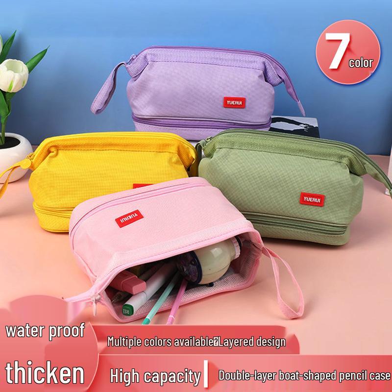 Capybara Girl Large Capacity Double-Layer Pencil Case with Double-Opening Window - Stylish & Unique.