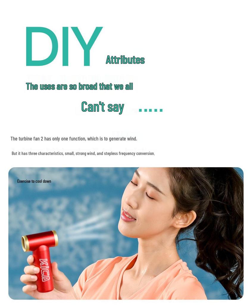 Kica Turbo Handheld Mini Fan: Portable Outdoor Jet Fan & USB Charging Hair Dryer