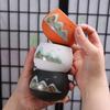 Hand-Painted Black Pottery Zen Tea Cup - Retro Mountain Design, Kung Fu Ceramic Masterpiece for Tea Tasting and Guest Reception.