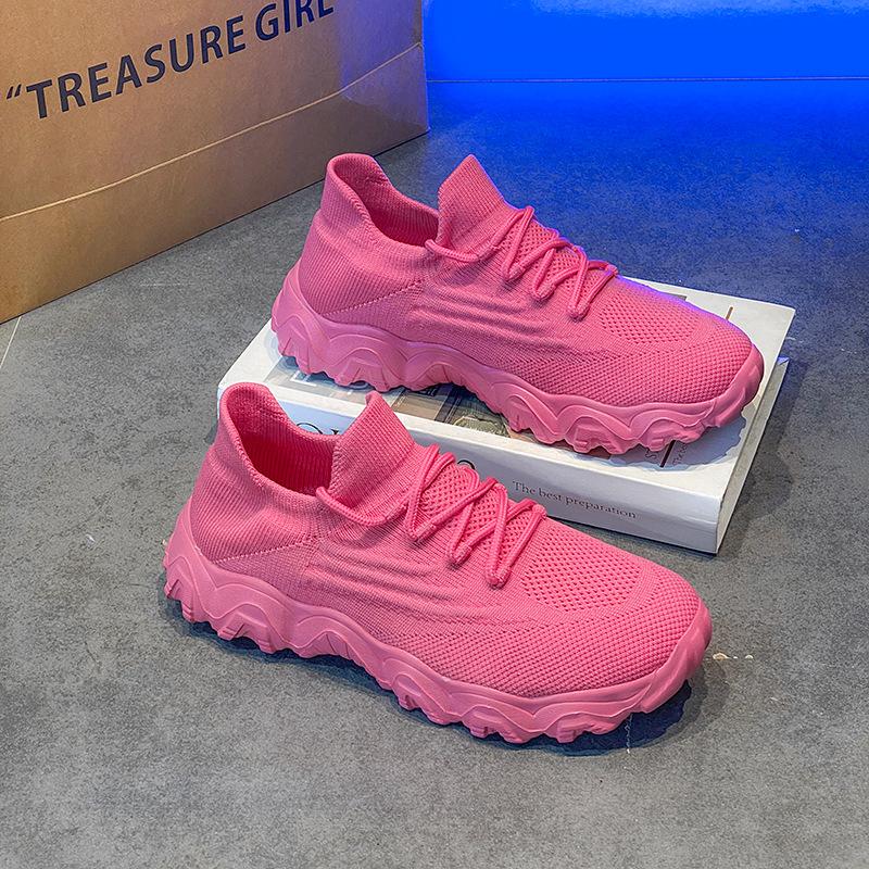 Summer foreign trade 20252025 large size lightweight sports shoes women's shoes breathable fly-woven socks little white shoes