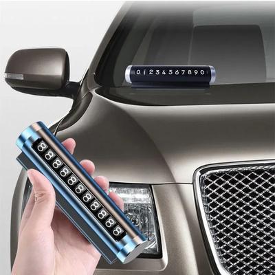 Carta di parcheggio temporaneo per auto in metallo Ruota universale Targa telefonica Adesivi in ​​alluminio Fermata di parcheggio in accessori auto per lo styling dell'auto
