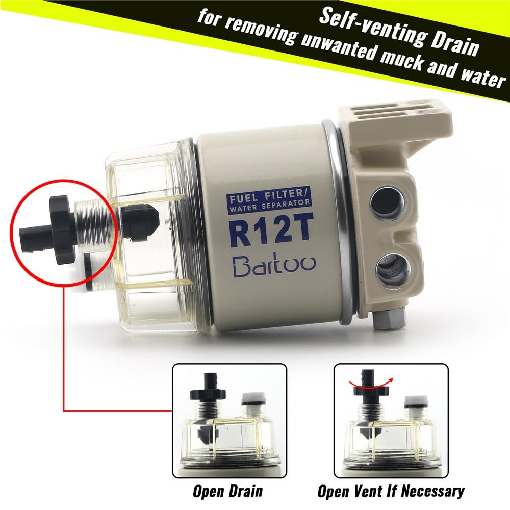R12T Spin-on Fuel Water Separator Filter Lawn Mower Oil Engine Boat Marine Gasoline Generator Engines Automotive Part