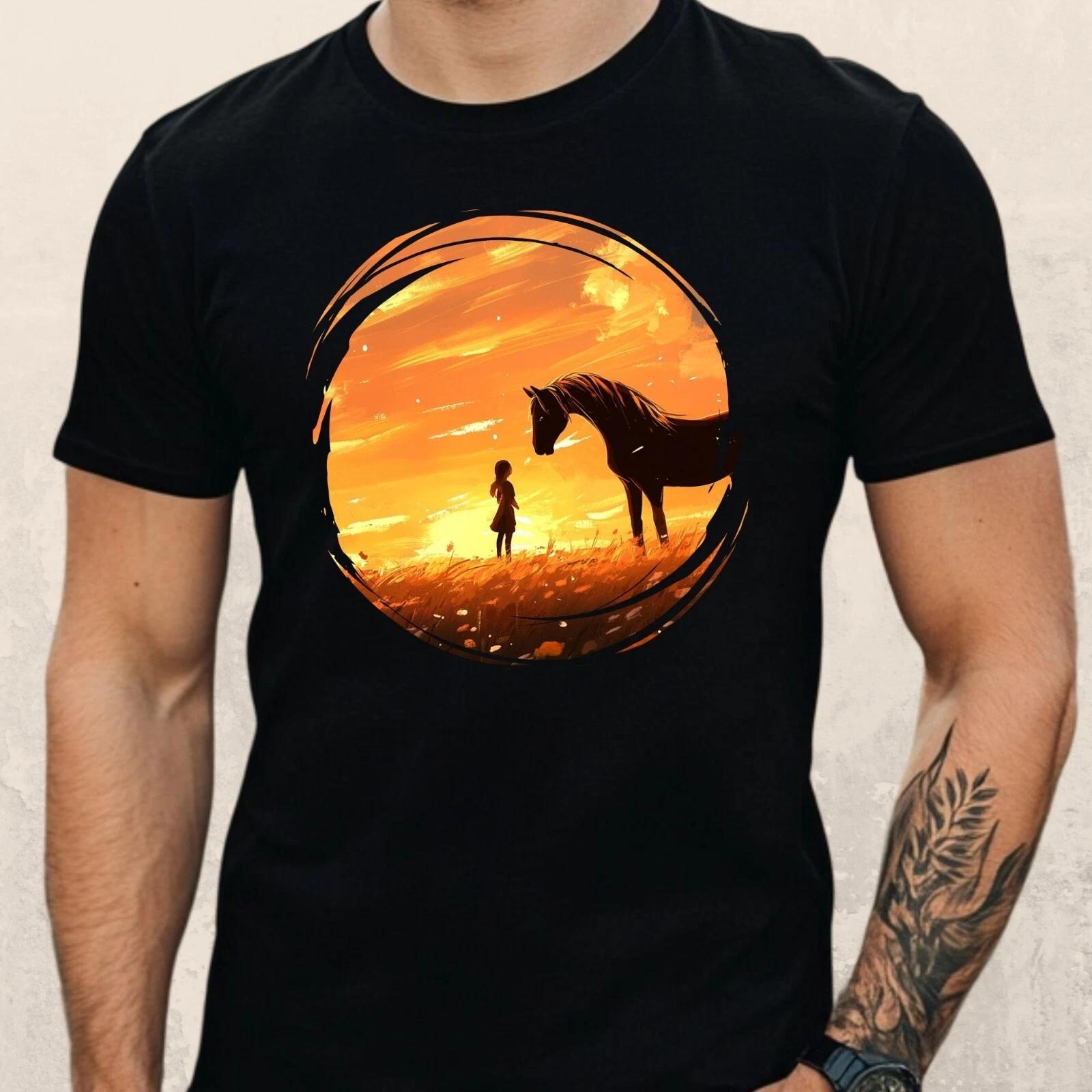 T-Shirt Herren Mädchen mit Pferd Motiv Baumwolle Größe S bis 5XL XXXL
