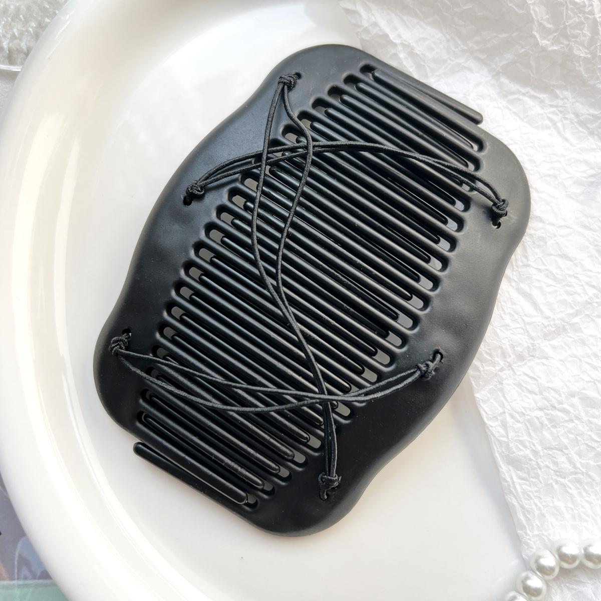 

Черная пластиковая волшебная расческа для волос с жемчужной эластичной веревкой, двухрядная, невидимая фиксирующая вставка, заколка-тиара, инструменты для укладки волос для женщин чёрный