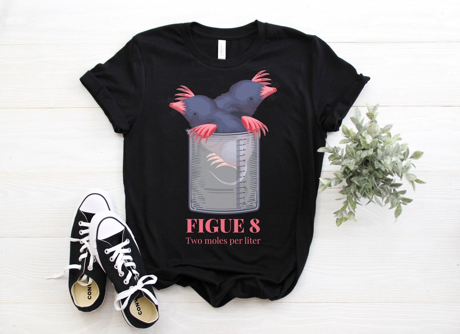 Two Moles Per Liter Funny Chemistry Science T-Shirt, Happy National Mole Day, Moles Animal Lover Gift, Little Naked Mole Present Costume, 110