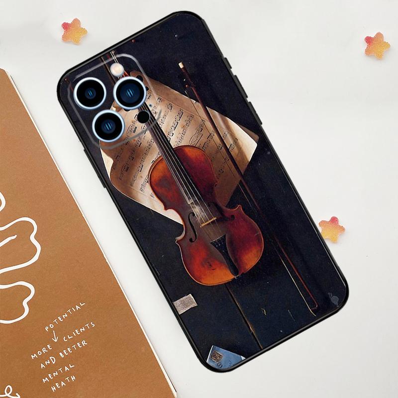 Music Violin Phone Case For iPhone 17 Pro Max 14 13 12 11 15 16 Pro Max Mini 16 Plus 16e 17 Air Funda