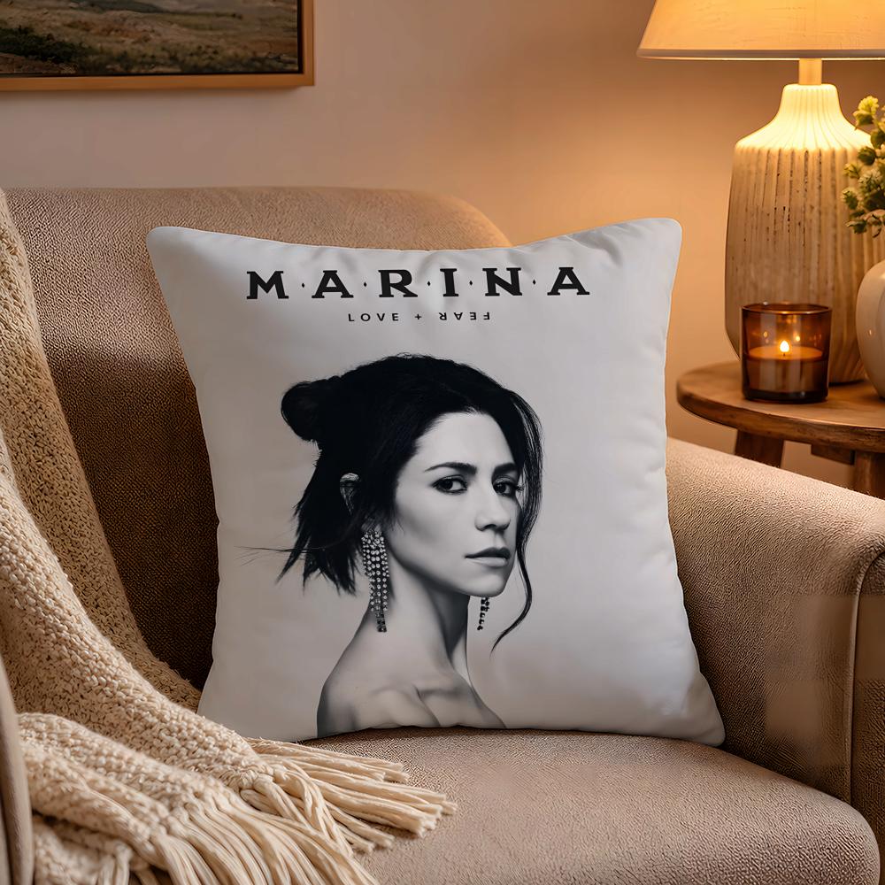 Music Album MMarina And The Diamonds Cushion Cover Soft Plush Cushion Cover Double Print And Invisible Zipper For Sofa Home Car