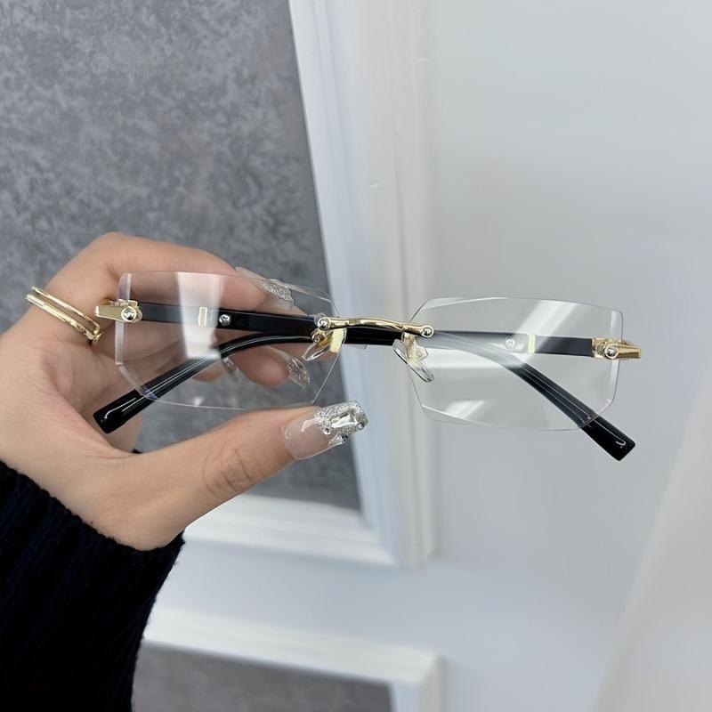 Ochelari Retro Pătrați Vintage Fără Ramă cu Lentile Transparente pentru Femei și Bărbați, Ochelari de Vedere Transparenți la Modă cu Ramă Metalică și Balamale