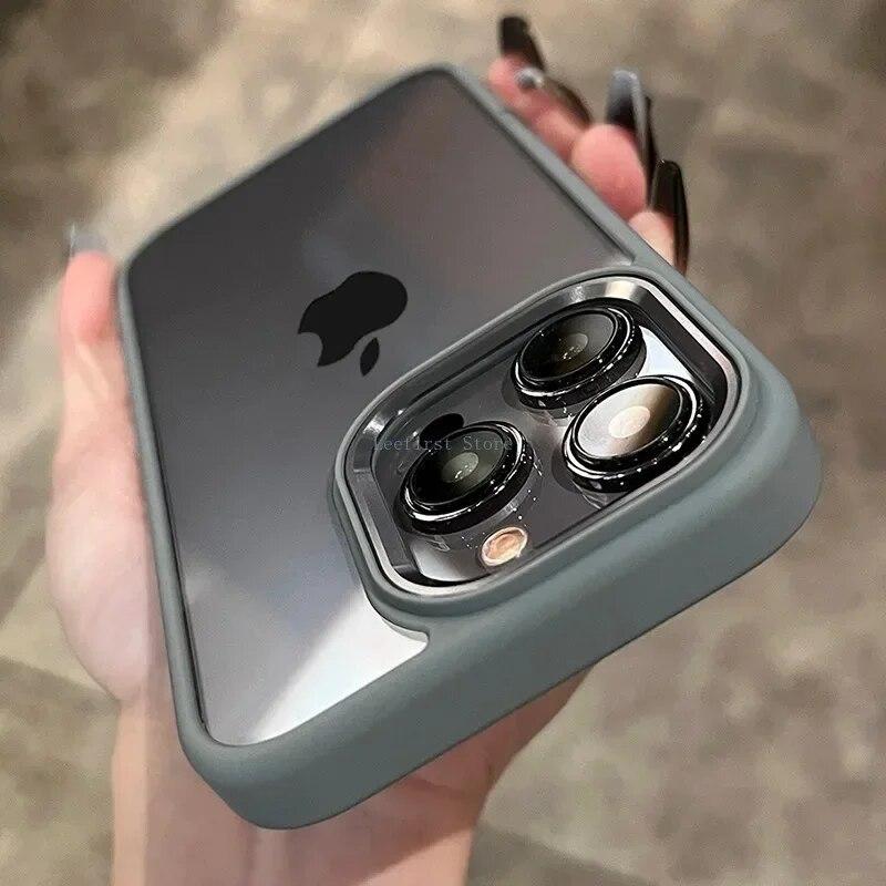 

Роскошный новый металлический защитный жесткий акриловый прозрачный чехол для камеры для IPhone 15 14 13 12 11 Pro Max XR X XS 7 8 Plus противоударный чехол For iPhone 13 Pro
