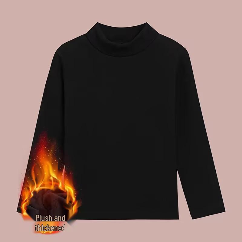 Kids' 2024 Cotton High Neck Long Sleeve T-Shirt – Cozy, Trendy Autumn/Winter Base Layer for Boys & Girls.