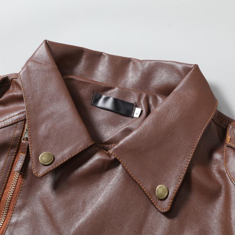 Mens PU Leather Biker Jacket With Multiple Pockets Casual Motorcycle Riding Coat Winter