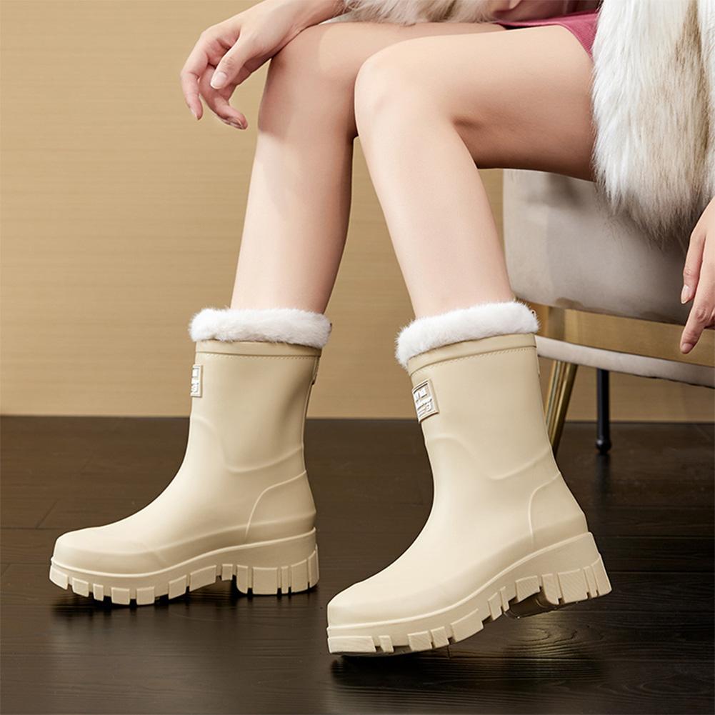 

Women s Rain Shoes Waterproof Wellington Boots Anti-slipping Garden Shoes Rubber Shoes for Outdoor Use 36 бежевий