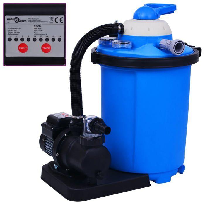 VidaXL Sand Filtration Pumps with Electric Timer Sand Filter Pool Filter with a Durable Pre-filter 550 92292