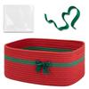 Ribbon Cotton Rope Basket With Handle Christmas Gift Container Square Storage Basket  Home Storage