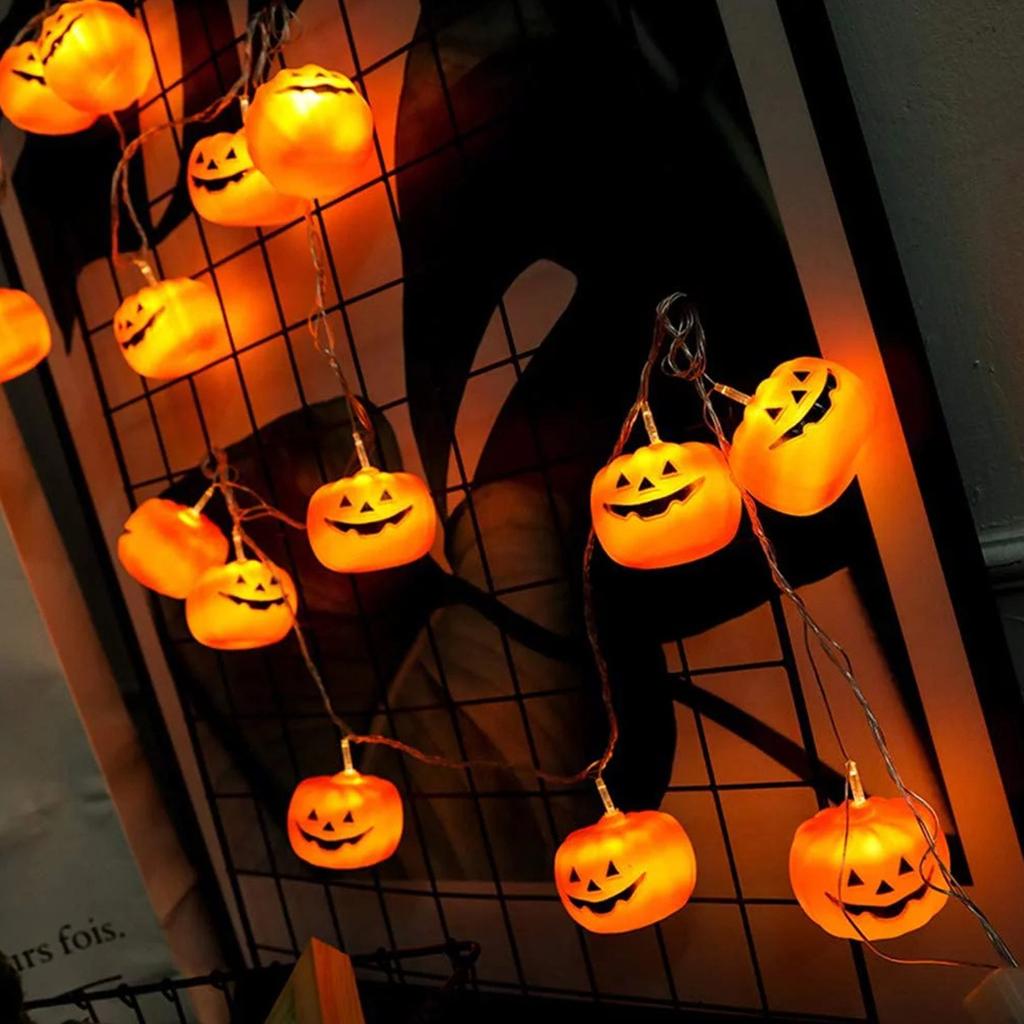 Lumini LED în formă de dovleac, lumini decorative de Halloween pentru casă și exterior, pâlpâitoare, 10 buc. lumină portocalie 5 ft/10ft