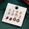 Christmas Tree Snowman Earrings Set for Women Cute Candy Cane Santa Elk Stud Earrings Friendship New Year Jewelry Gifts