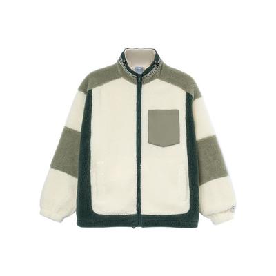 Li Ning Sportmode Serie Wu Xing Serie Color Block Faux Lammfell Lässige Lockere Jacke Unisex Jacke Eierlikör-Grau AWDRF33-1