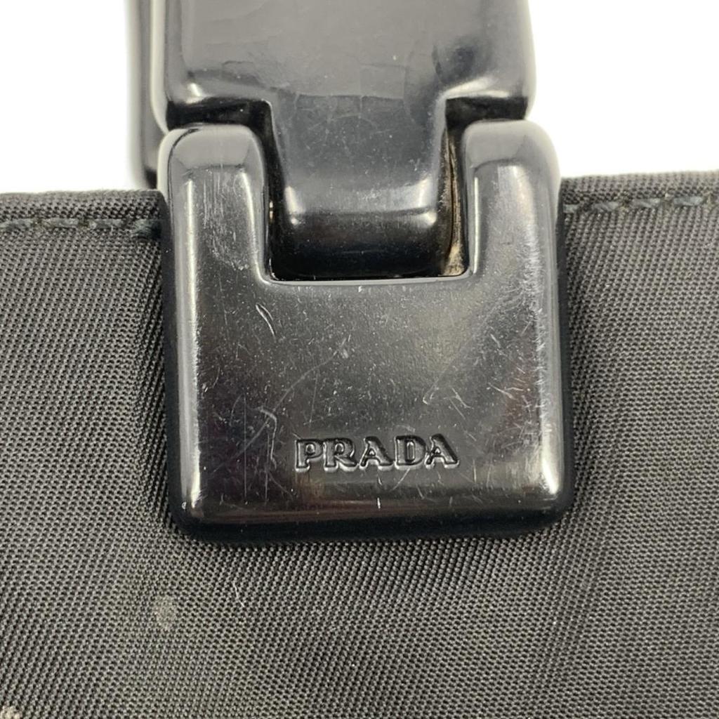PRADA Handbag Tote Bag Tessuto Nylon Plastic Handle B8363 Black Triangle Logo Plate White Tag