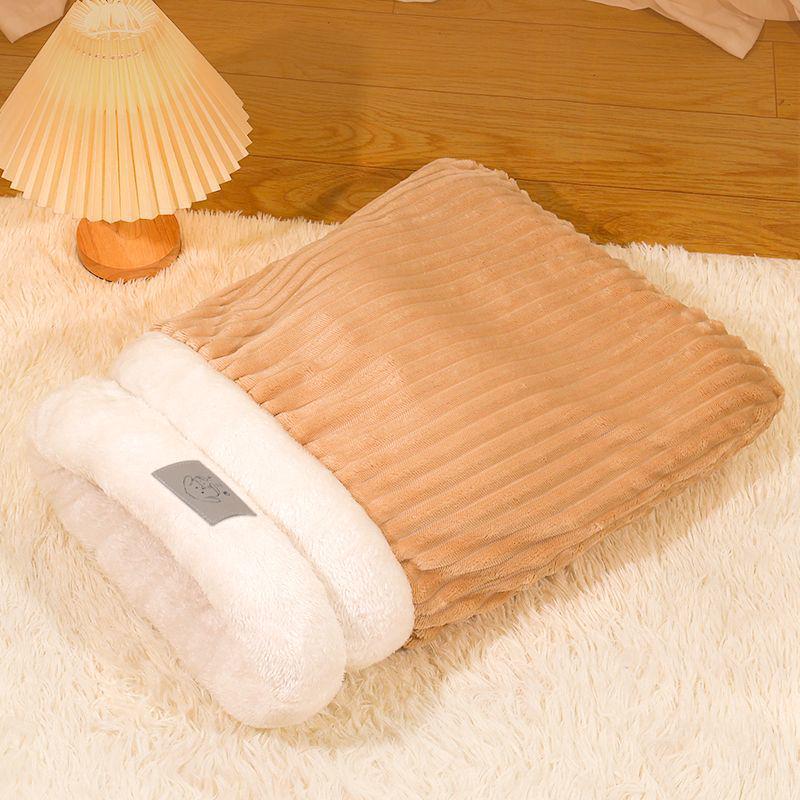 Pluszowe Zimowe Zamknięte Legowisko dla Psa i Kota: Ciepłe, Nieprzywierające, Wiatroodporne Gniazdo