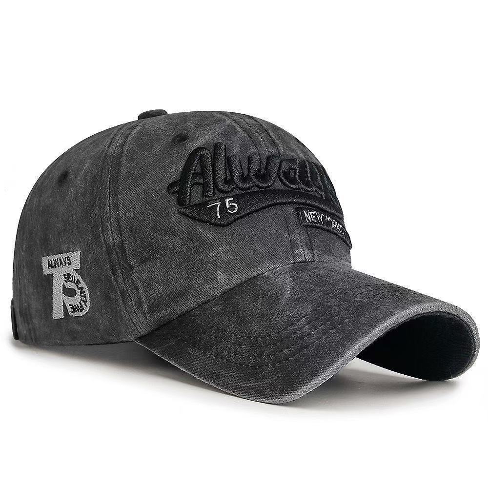 Three-dimensional letter embroidery baseball cap Washed versatile fashion cap Women's American trend street hat