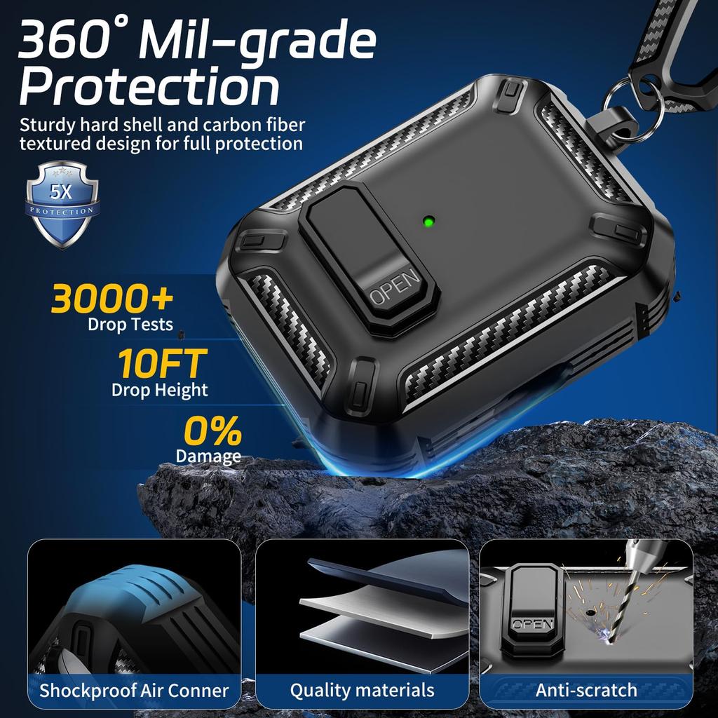 for AirPods Pro 3 Case Secure Lock Case Cover with Lanyard&Keychain Powerful Drop Protection For Airpods Pro 3rd Generation Case