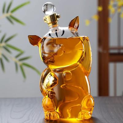 Whiskey Cat Bottle Decanter 1000ml Unique Glass Decanter for Whiskey Fun Bar Decoration
