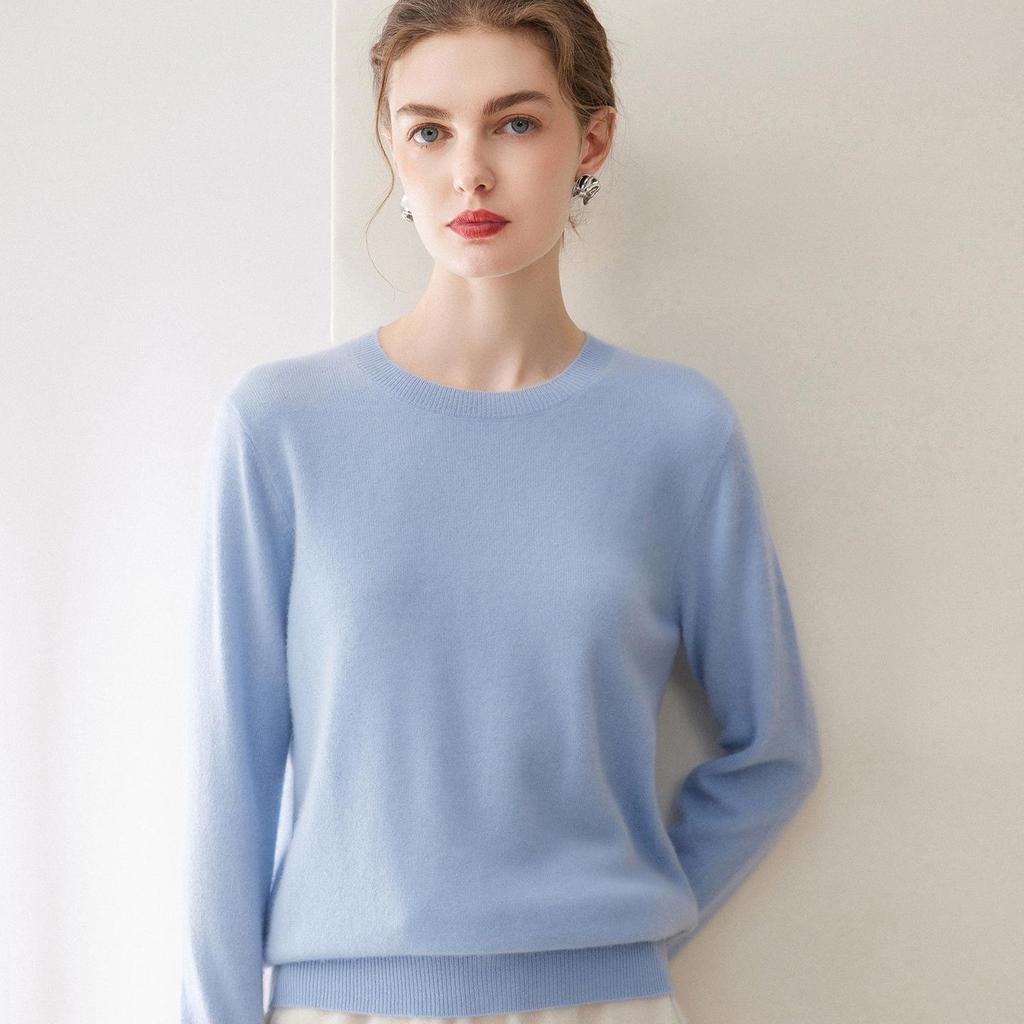 Lokasha 2026 Women's Loose Round Neck Cashmere Sweater - Autumn/Winter Knitwear Base Layer