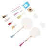 Blank Fan Painting Kit Handheld Paintable Blank Paper Fan with Paints Tassels Plastic Sticks Bookmarks