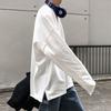 Spring and Summer New Pure Cotton Long-sleeved T-shirt Men's Design Loose Hem Slit Top
