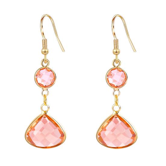 1 Paar Damenohrringe Leichte Handgefertigte Wassertropfenohrringe mit Blau-Rosa Kunstkristallen Schmuckgeschenk